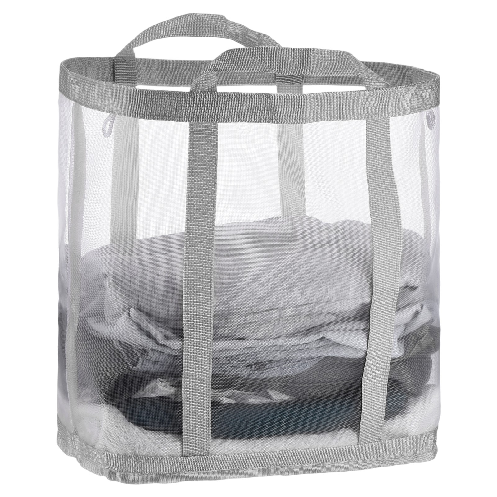 Collapsible Basket Mesh Hamper with Handles Foldable Bag Grey Extra Large