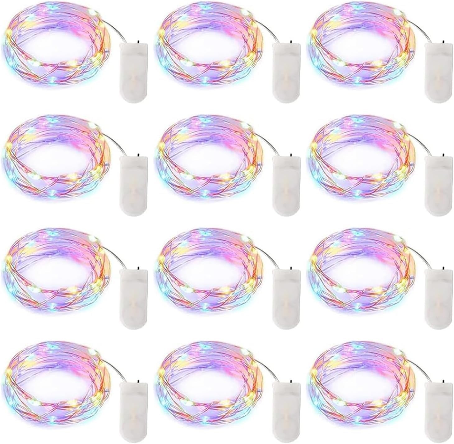 12 Pack Pastel Easter LED Fairy Lights Waterproof Battery Operated 7 ft 20 LED