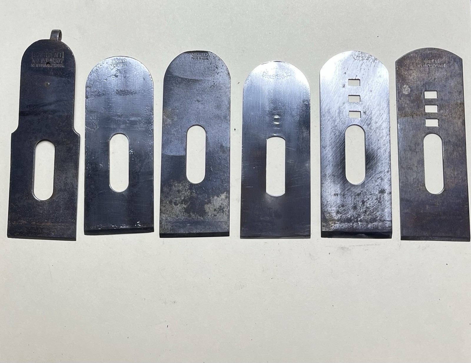 6 Various Block Plane Blades Used