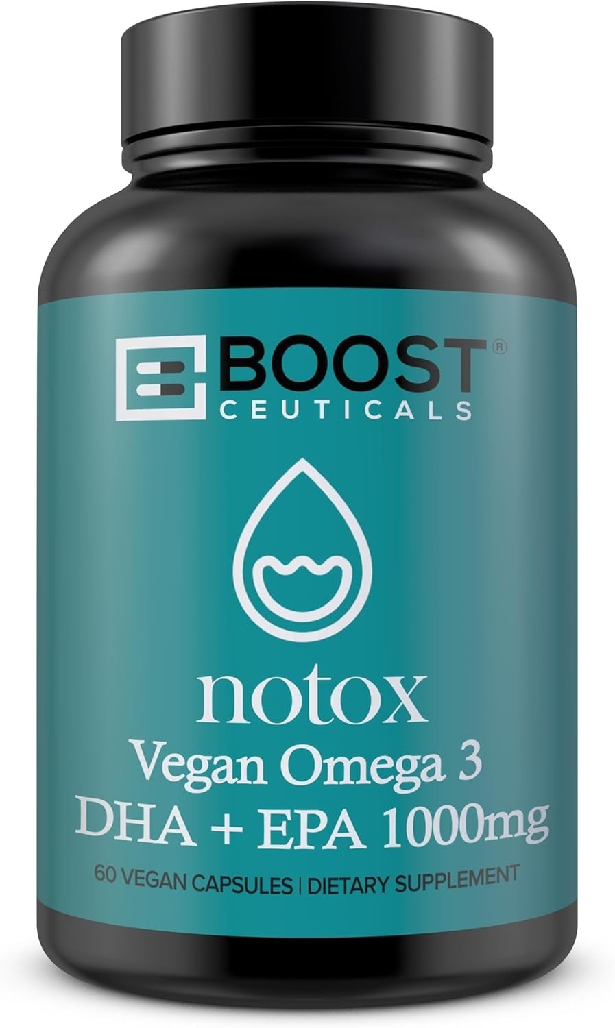BoostCeuticals Notox Vegan Omega 3 DHA + EPA 1000mg Algae Oil  -60 day Supply -