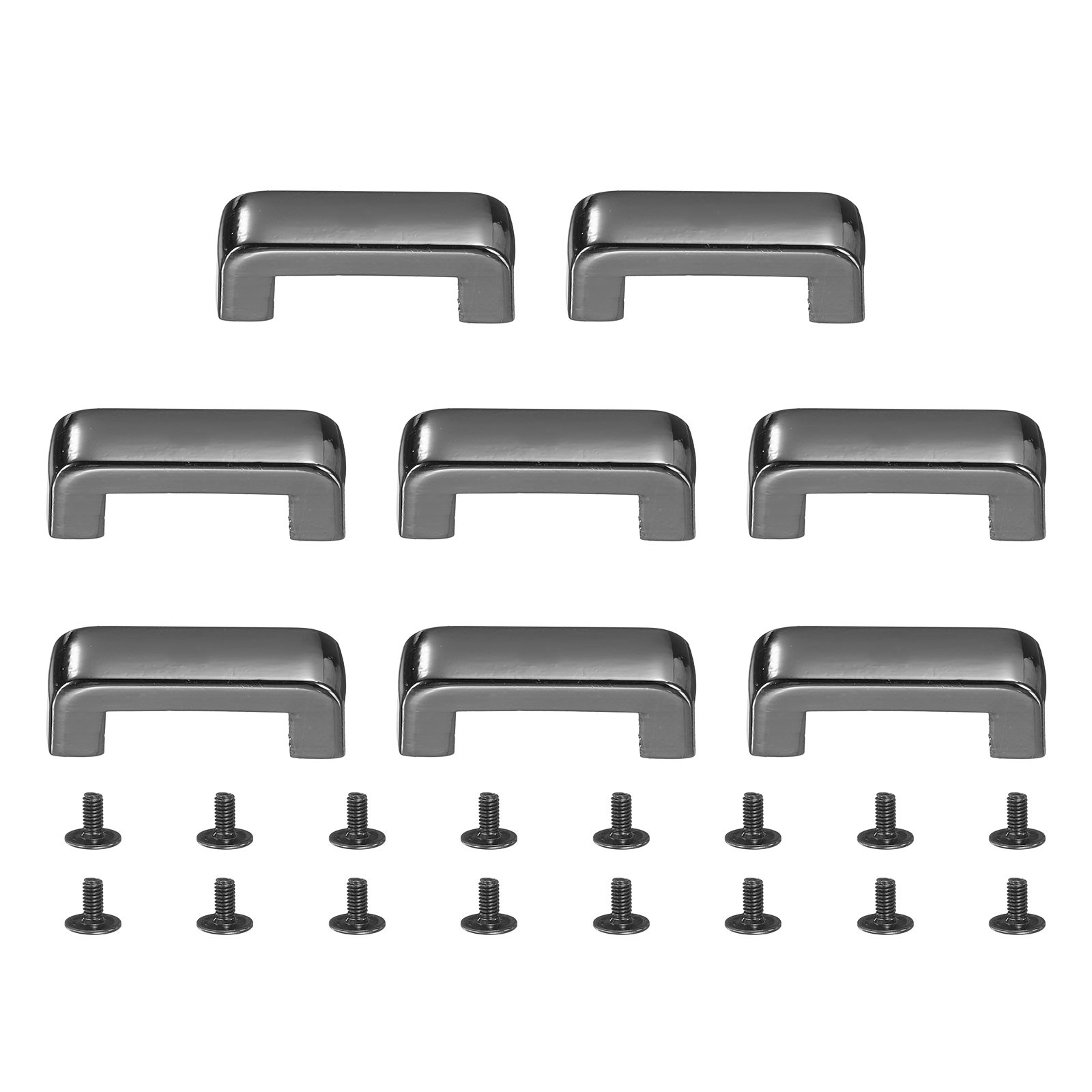 8Pcs Alloy Right Angle Arch Bridge D-Ring Buckles with Screws (Black, 0.9"x0.2")
