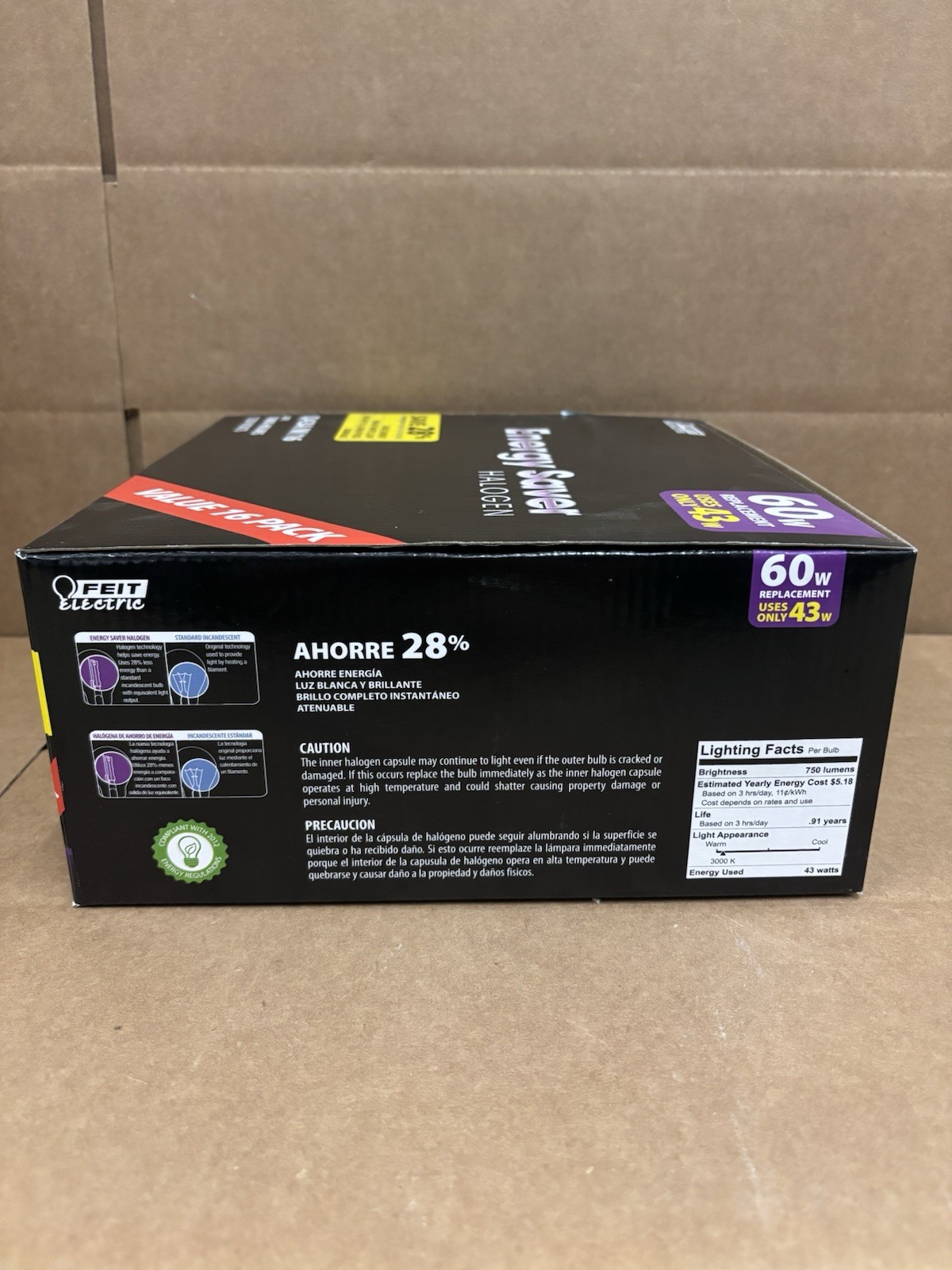 FEIT Electric Value 16-Pack 43w Bright White Bulbs Dimmable 750 Lumens