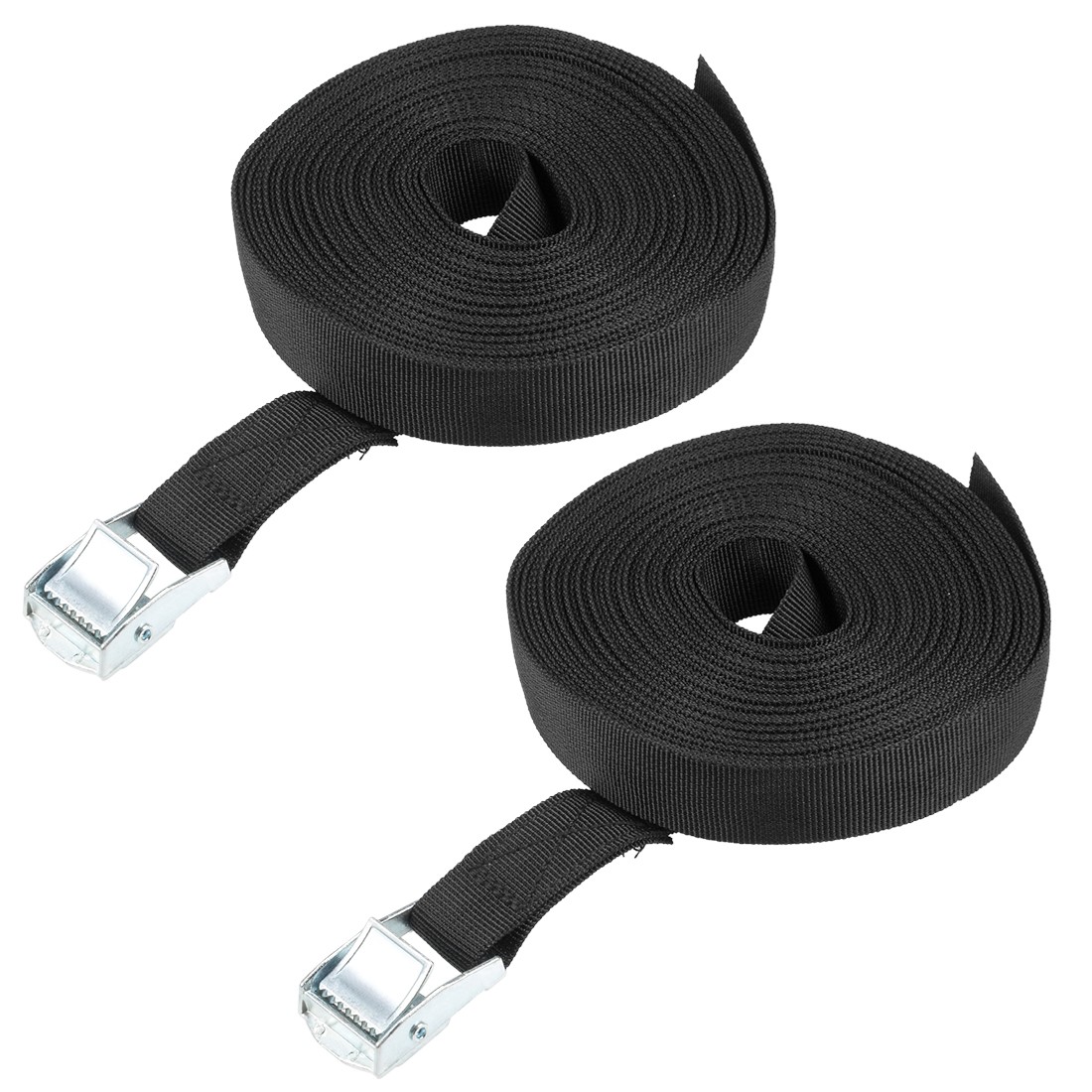 9Mx25mm Lashing Strap Cargo Tie Down Cam Lock Buckle Up to 250Kg, Black, 2Pcs