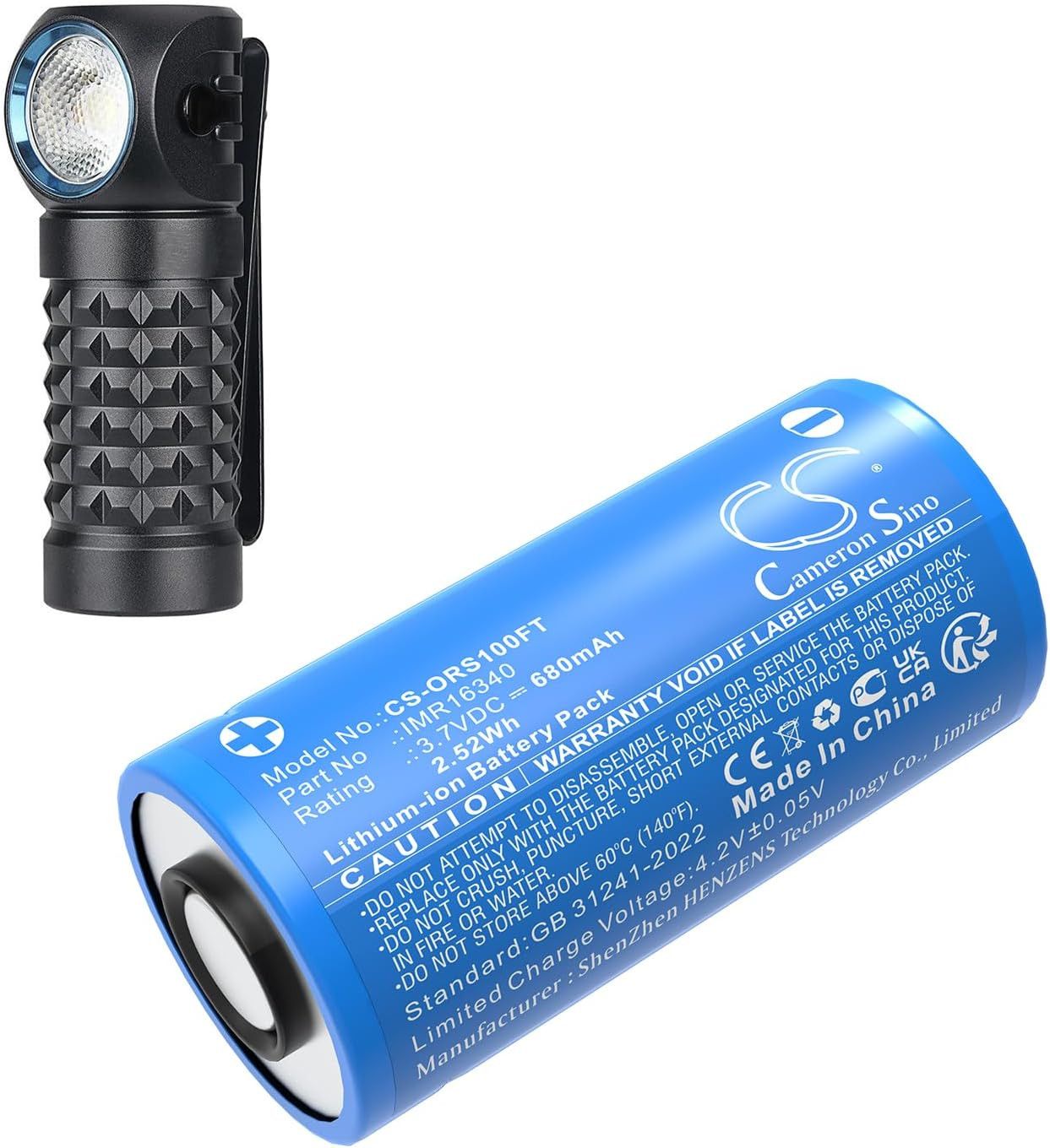 680Mah / 2.52Wh Replacement Battery for Olight Baton 3, Perun Mini, S1R Baton II