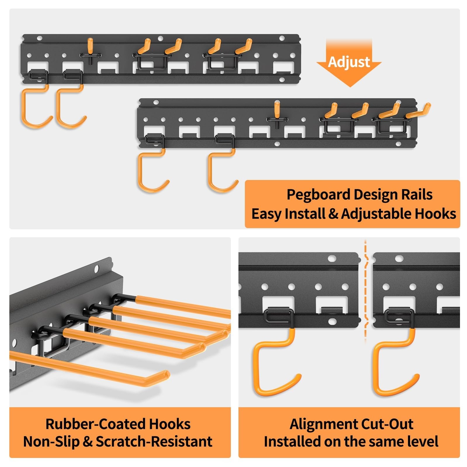 Garden Tool Organizer Wall Mount - Garage Storage and Organization Yard Tool ...