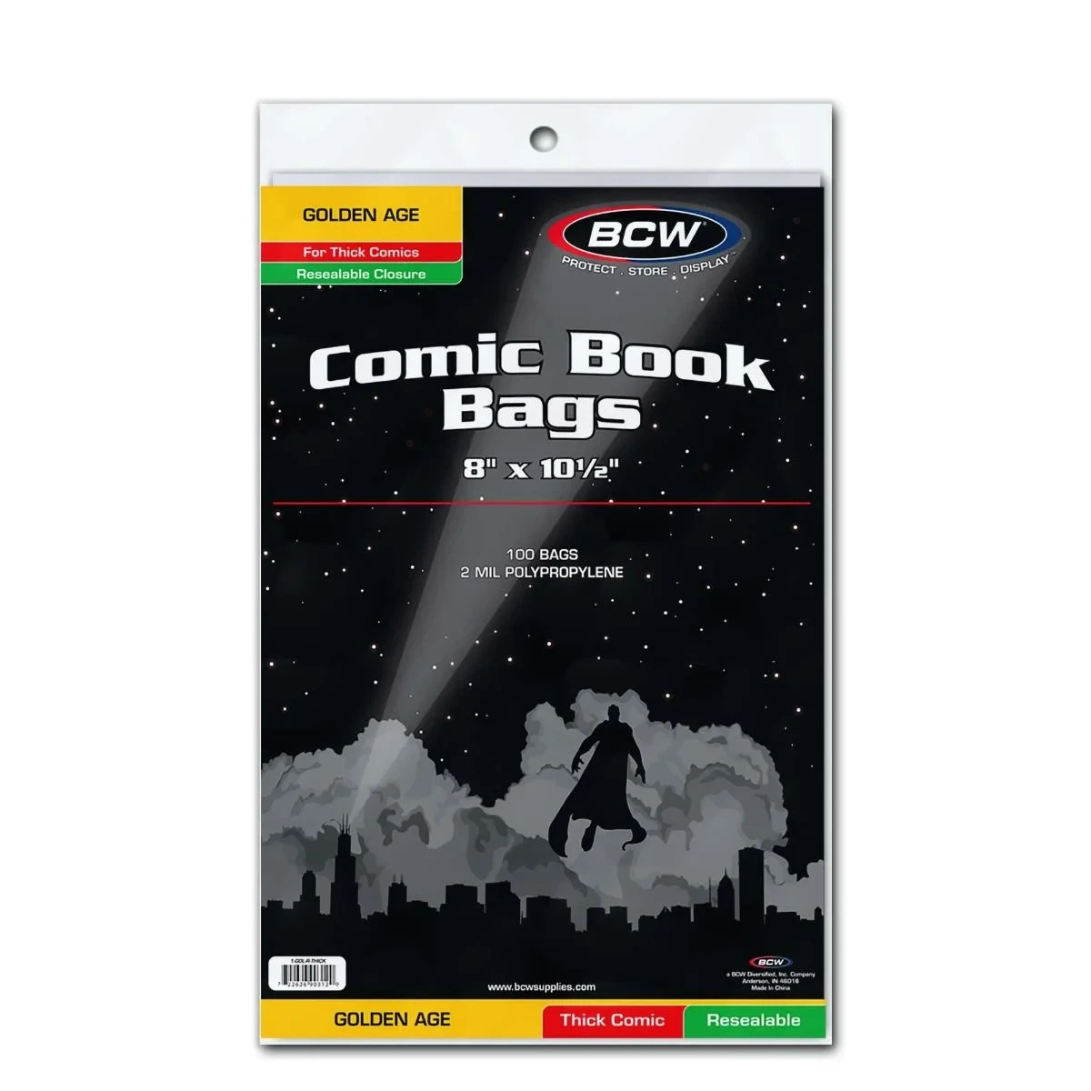 BCW Thick Resealable Golden Age Comic Book Bags 100 Pack Crystal Clear Acid-Free