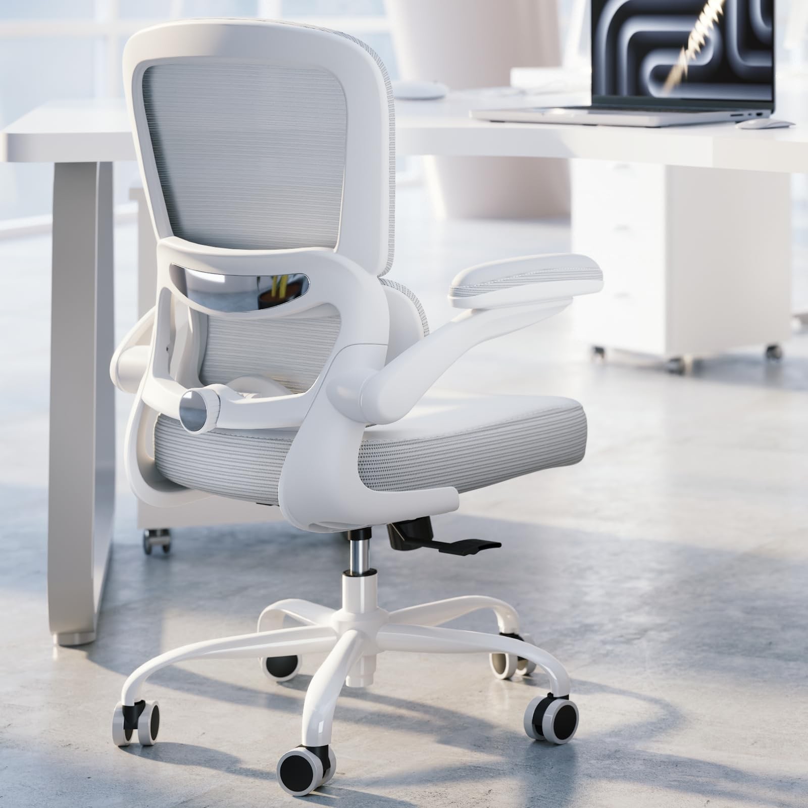 Ergonomic Office Chair Adjustable Lumbar Support Mesh Comfy Flip up Armrests