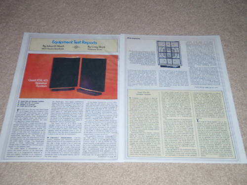 QUAD ESL-63 Rare Speaker Review, 1982, 2 pgs, Full Test