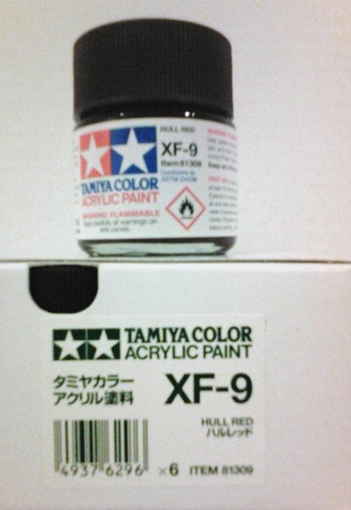 Tamiya acrylic paint. XF-9 Hull red, 23ml.