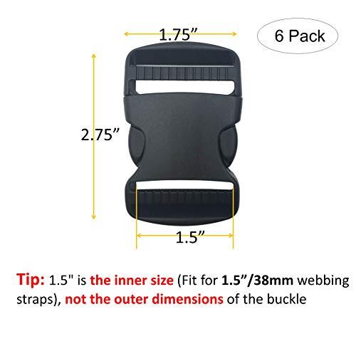 EesTeck 6 Set 1.5 Inch Flat Dual Adjustable Plastic Quick Side 1.5"-6 Pack