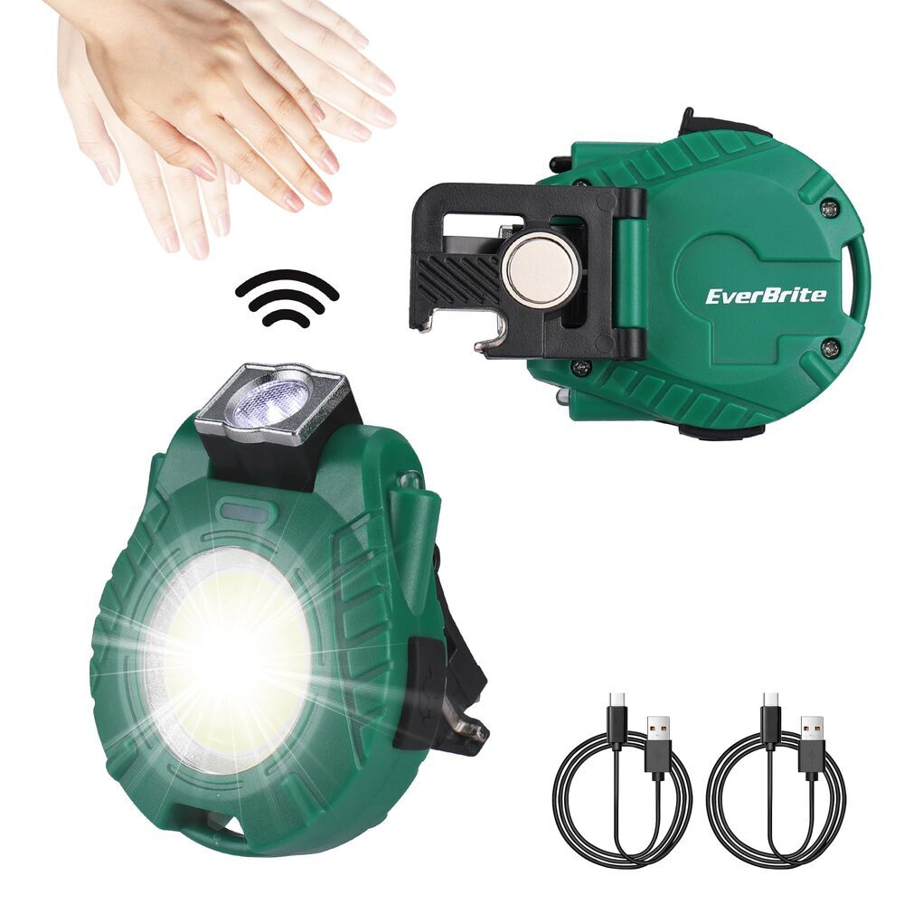 EverBrite Rechargeable COB Keychain Work Light 2Pack Magnetic Flashlight 6 Modes