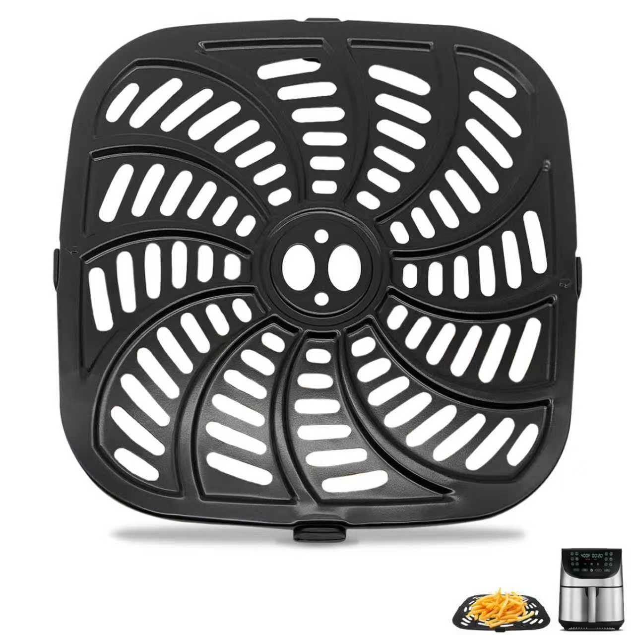GWY Air Fryer Replacement Tray for 9.8''x9.8'' Pan For Gourmia 8 QT, Black