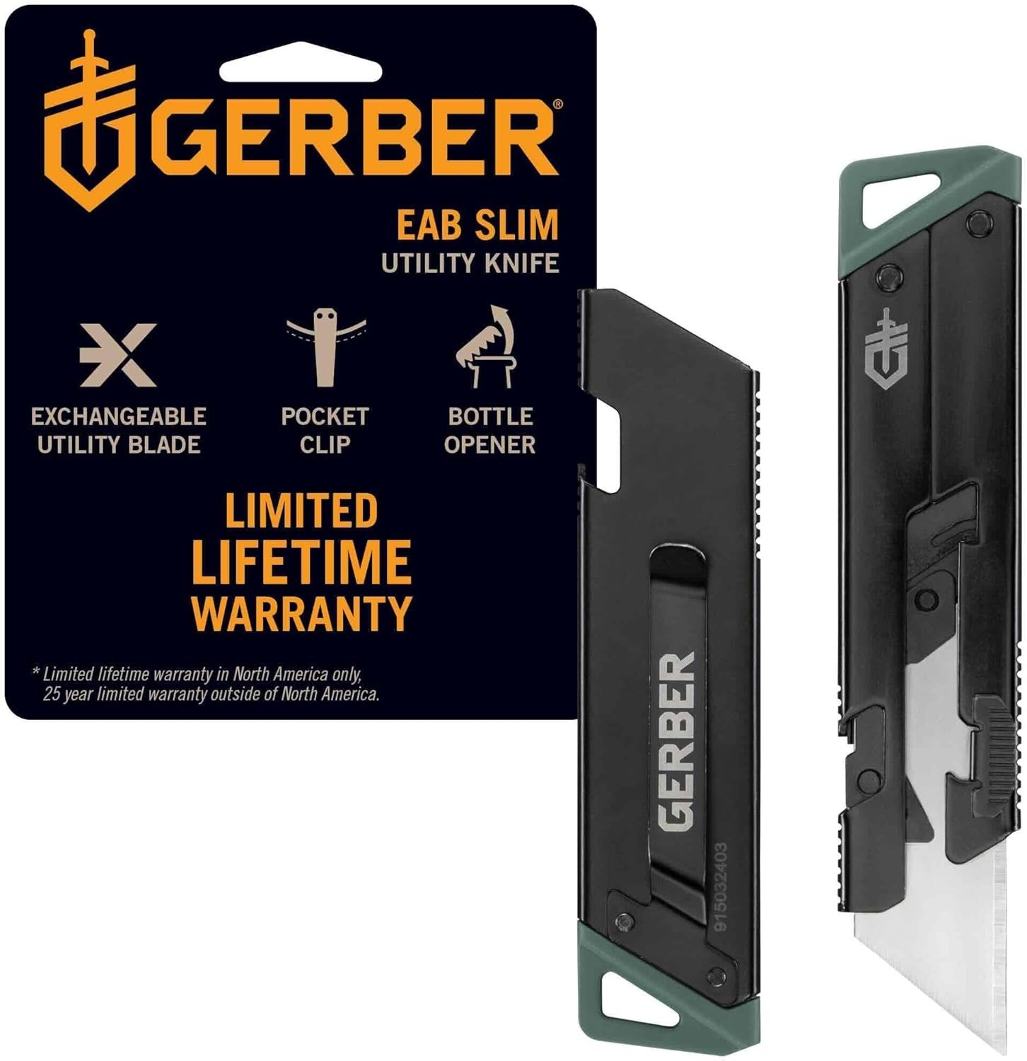 Gerber EAB Utility Knife Mini Black Pocket Razor Box Cutter Keychain EDC Tool