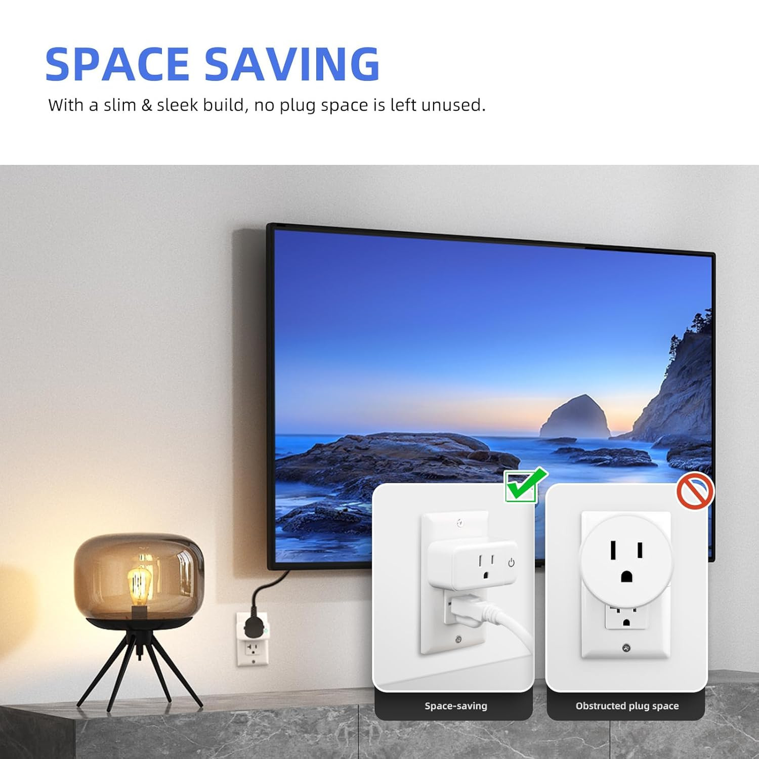 Mini Smart Plug, 15A Wifi Plugs Work with Alexa & Google Assistant, Smart Outlet
