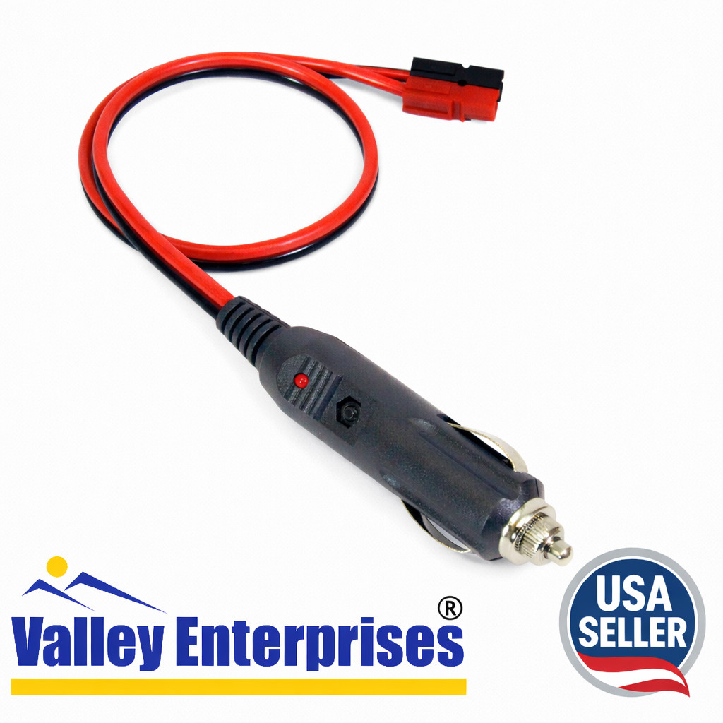 Cigarette Lighter Plug to Anderson Powerpole 18 inch Adapter Cable