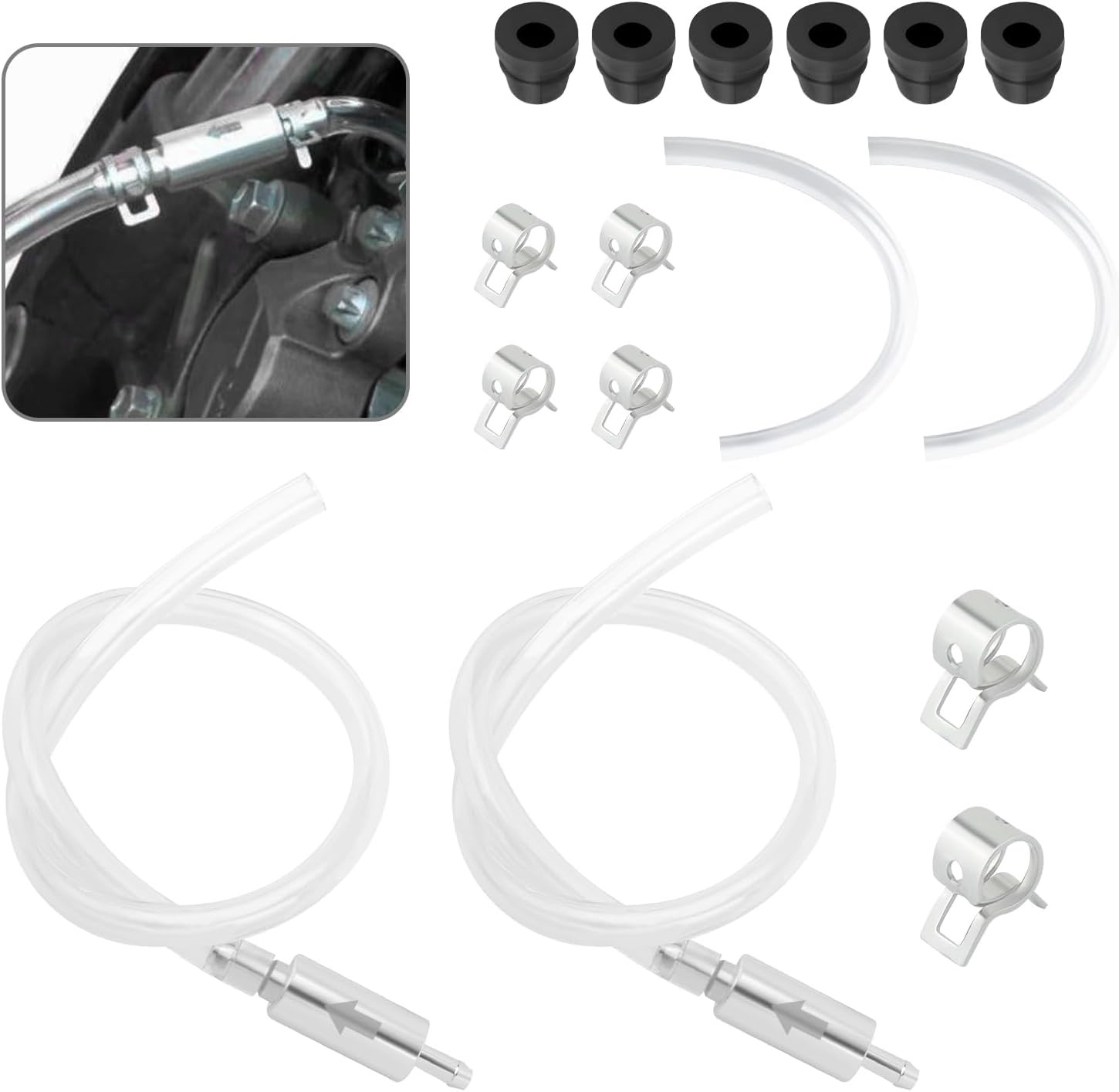 2 Sets Universal Brake Bleeder Kit Hoses Check Valves for Cars Motorcycles Bikes