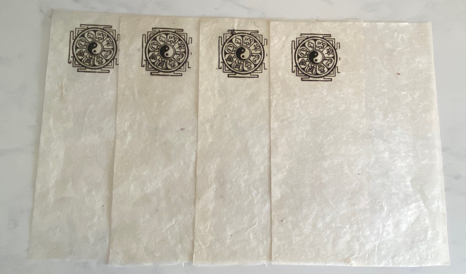 New  Hand Made Paper Stationery Set with Block Printing Black Design- 4 pieces
