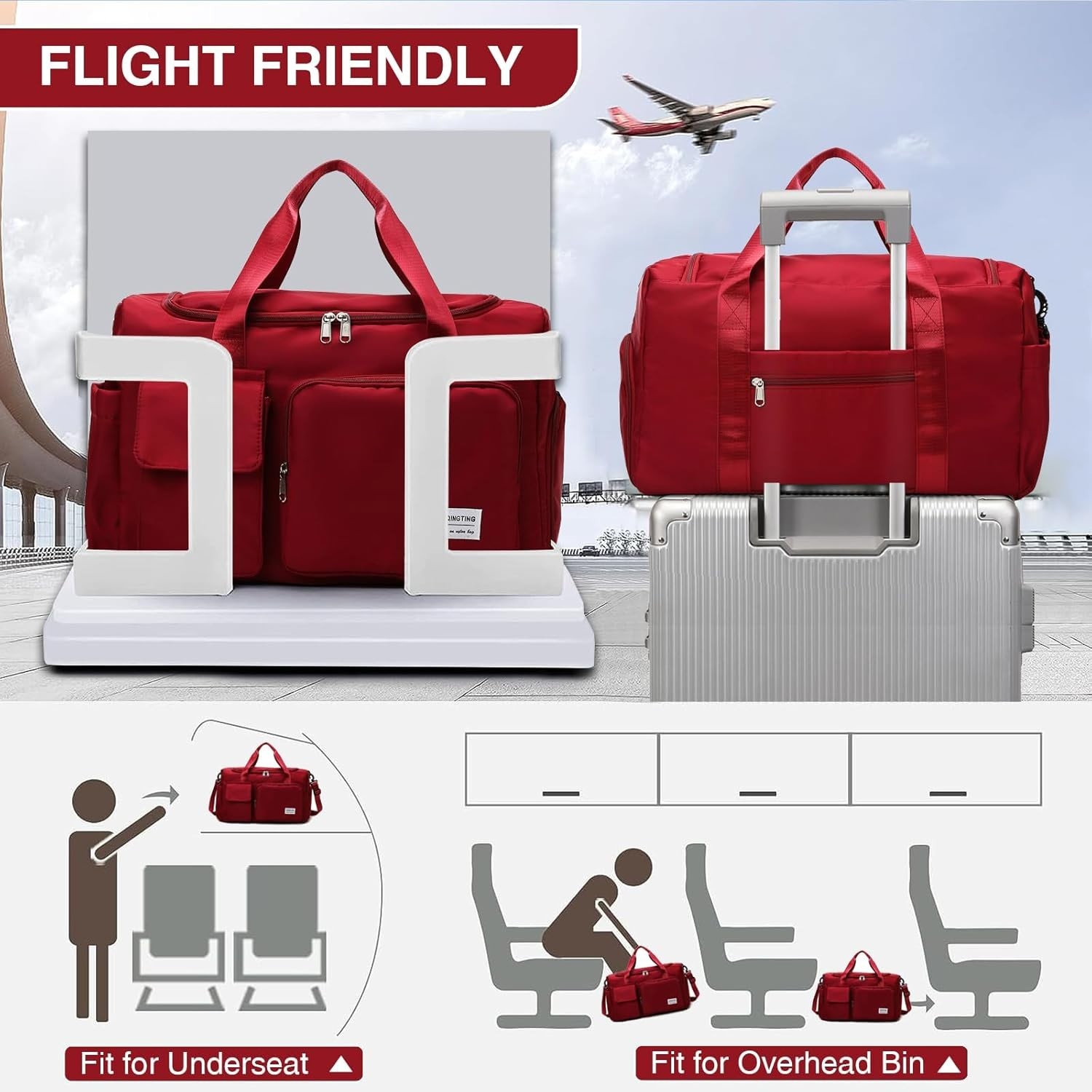 Small Gym Bag for Women, Travel Duffle Bag Carry On Weekender Bag with Shoe C...