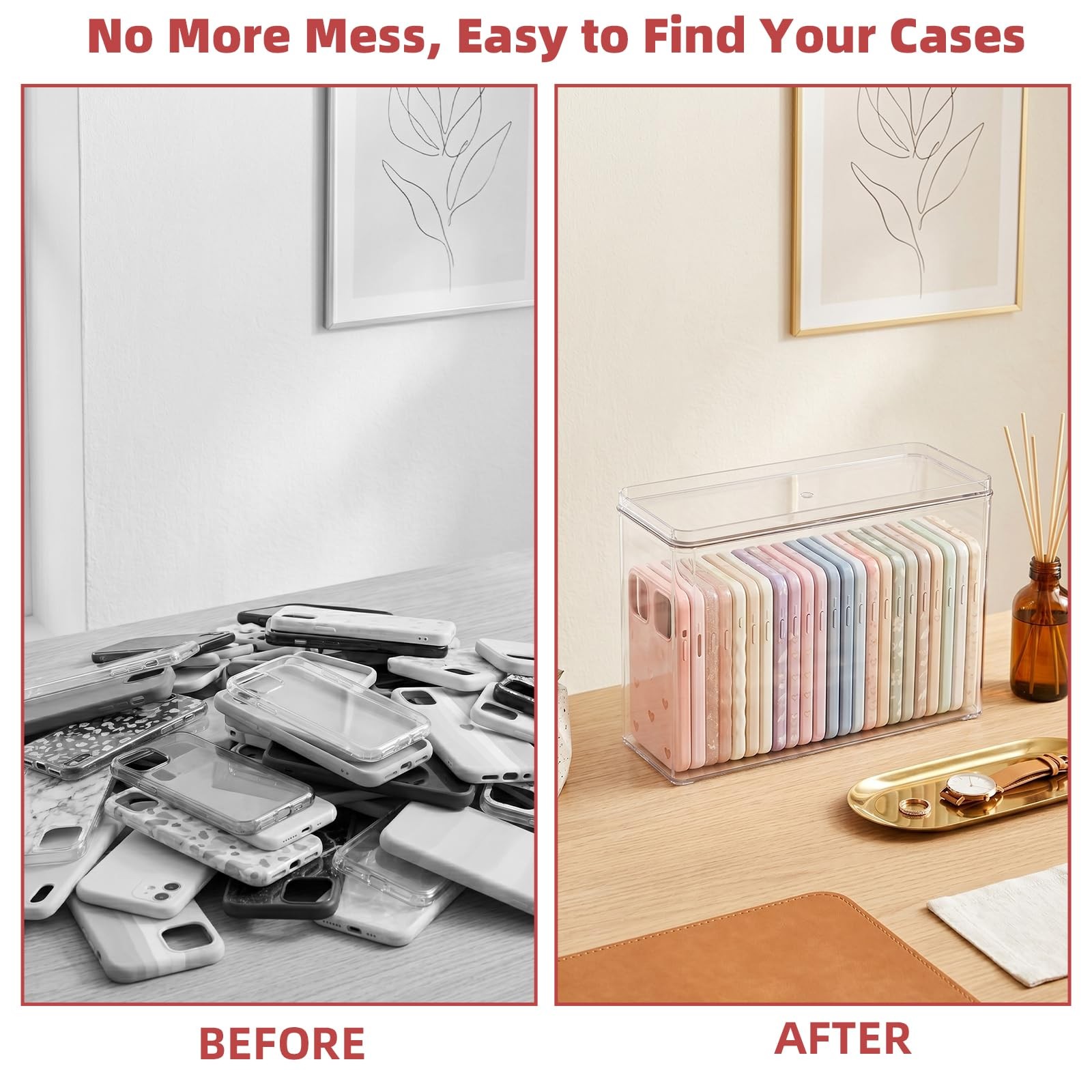 Hacaroa 2 Pack Phone Case Organizer Lid, Clear Plastic Cell Phone Case Storage