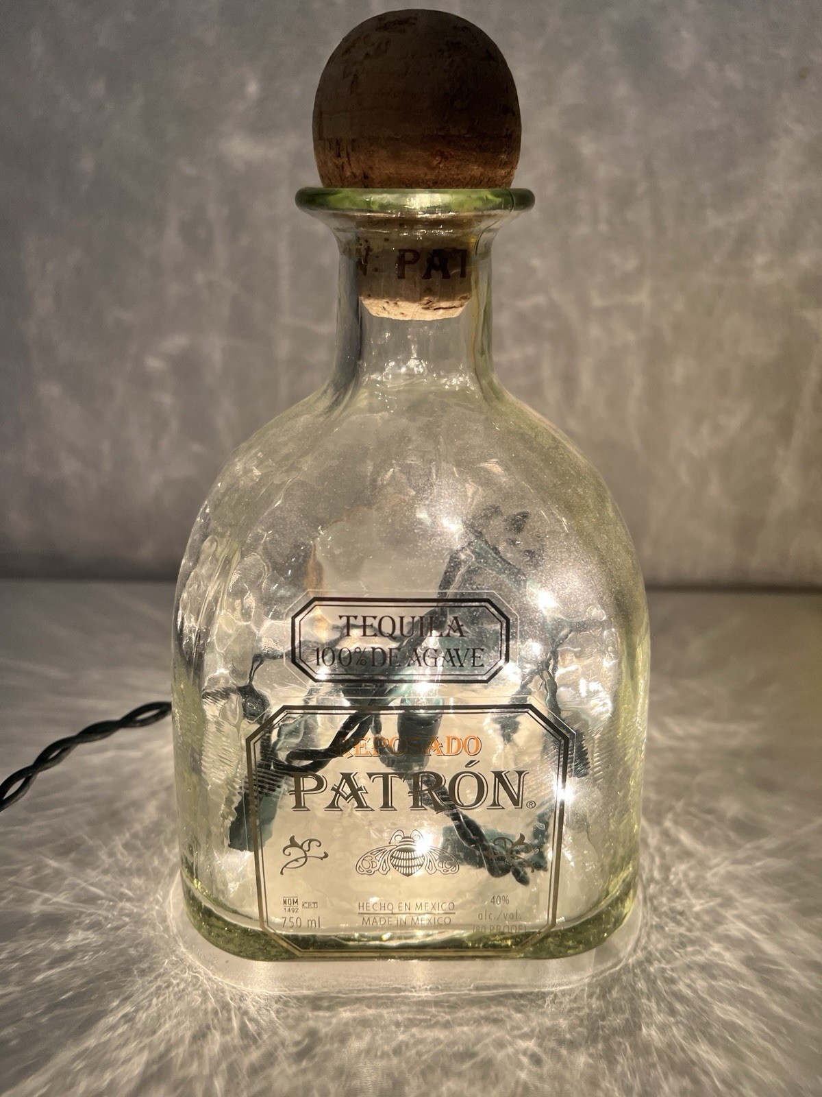 Patron Tequila Bottle With Cork Empty Custom Light Lamp