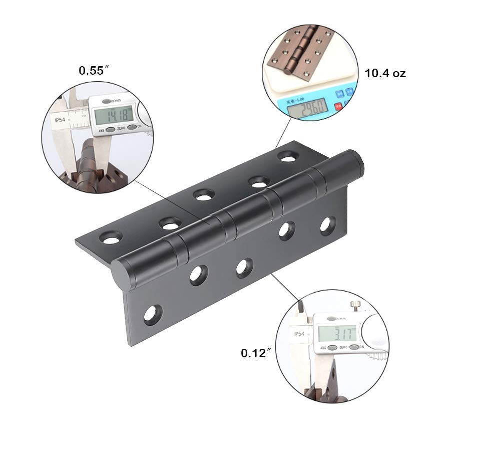 Hyever 2 Pcs 5" Stainless Steel Ball Bearing Door Hinges with Square Corner f...