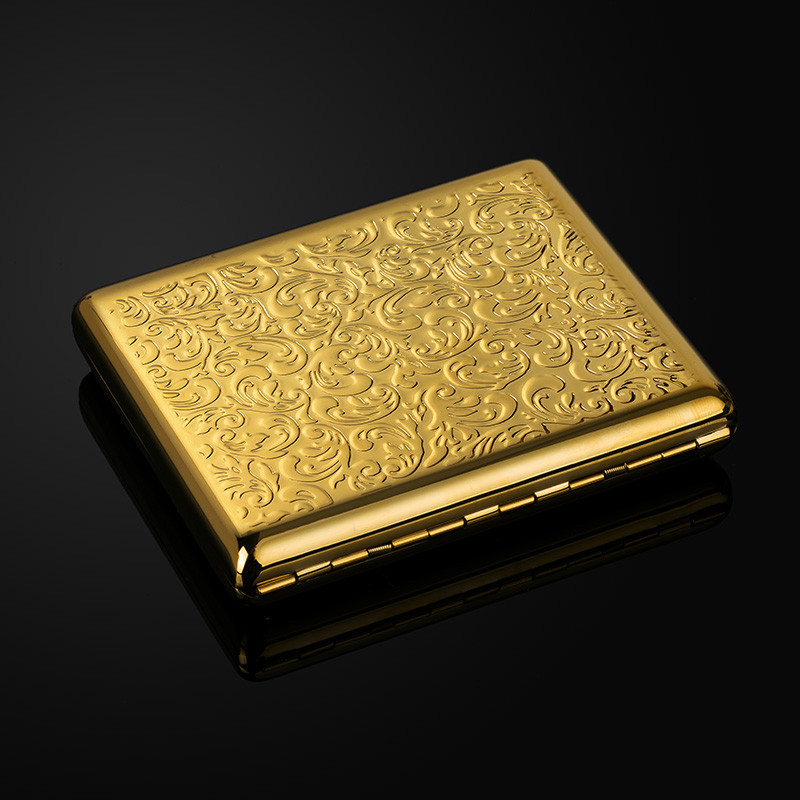 HOT 2024 NEW gold plated embossed arabesques cigarette case holds 20 cigarettes