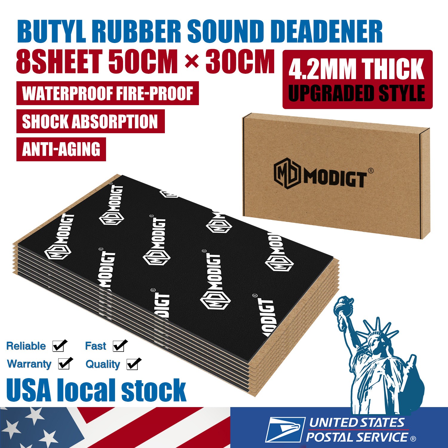 4.2mm Thick Car Heat Insulation Foam Sound Deadener Deadening Mat Self-adhesive