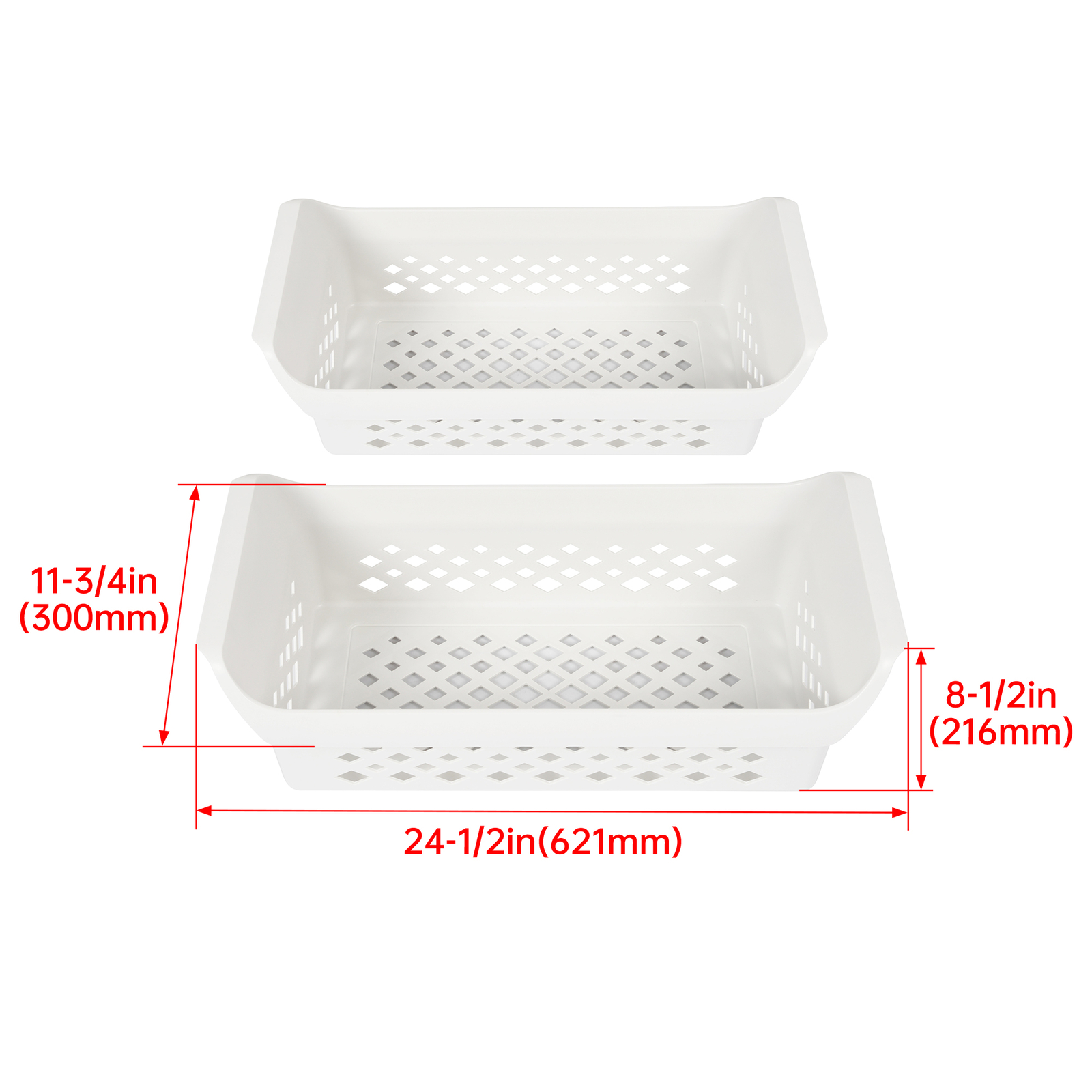 Freezer Baskets orgianzer bins 24-1/2" Long White For Frigidaire Chest Freezer