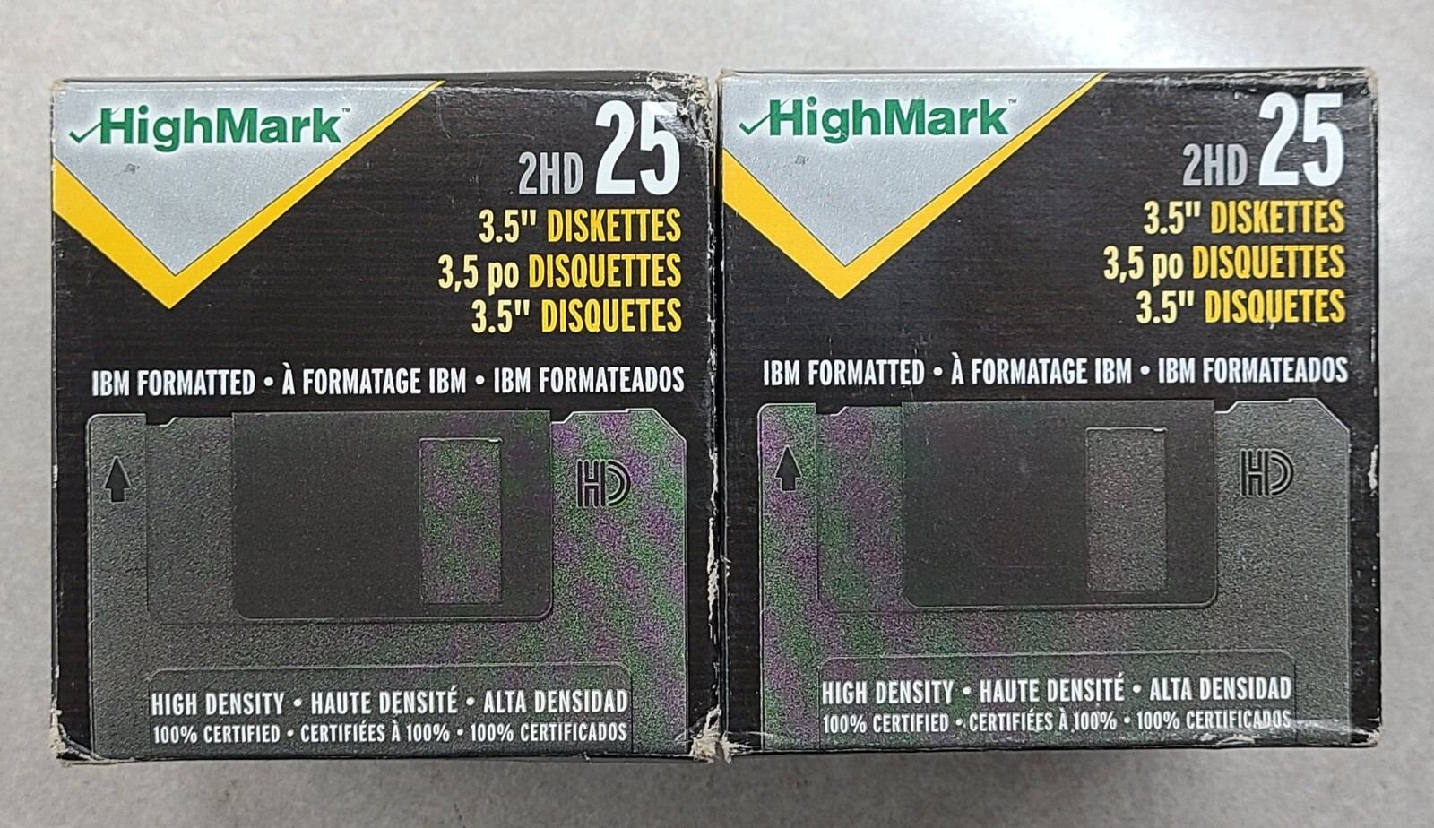 2 Boxes Highmark 2HD IBM Formatted 3.5" Diskettes High Density Box of 25 New
