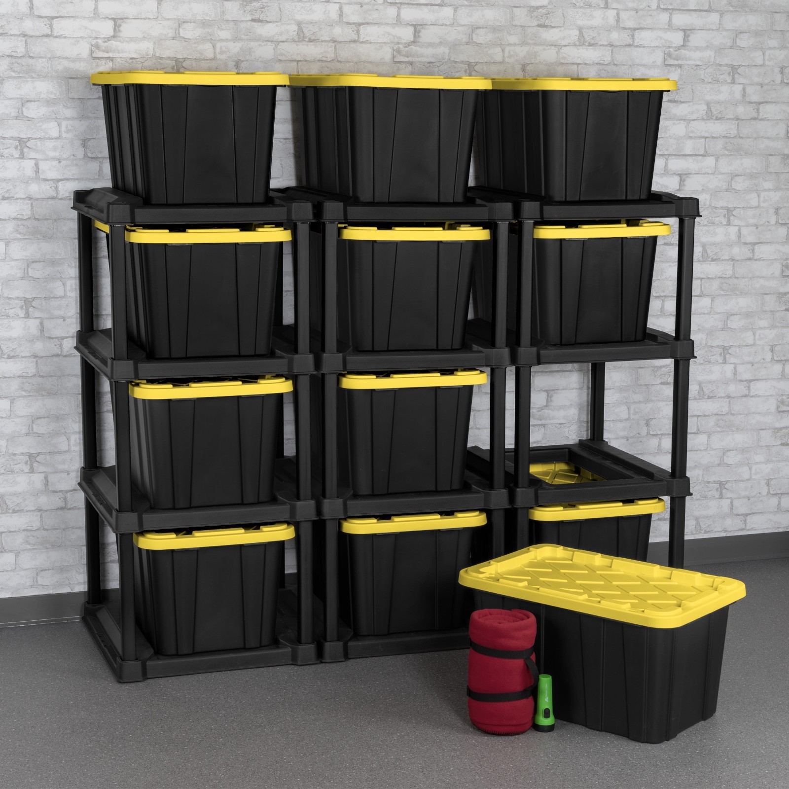 4-Tier Tote Rack Vertical No-Stacking Design For 27 Gallon Totes Organizer