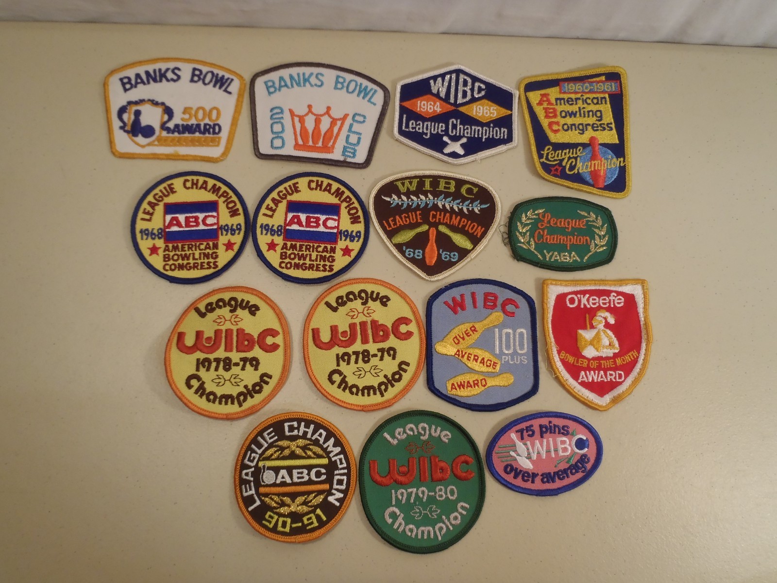 Vintage Bowling Patch Lot of 15 WIBC ABC O'Keefe League Champion Embroidered