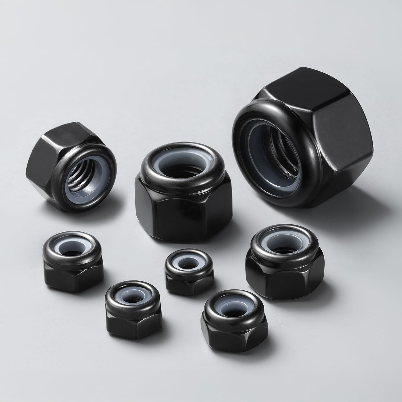 20Pcs M10-1.5 Lock Nuts, Nylon Insert Locknuts 304 Stainless Steel A2-70 Blac...