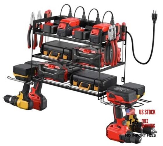 Garage Tools Storage with Charging Station. Power Tool Battery Small 3 Layer