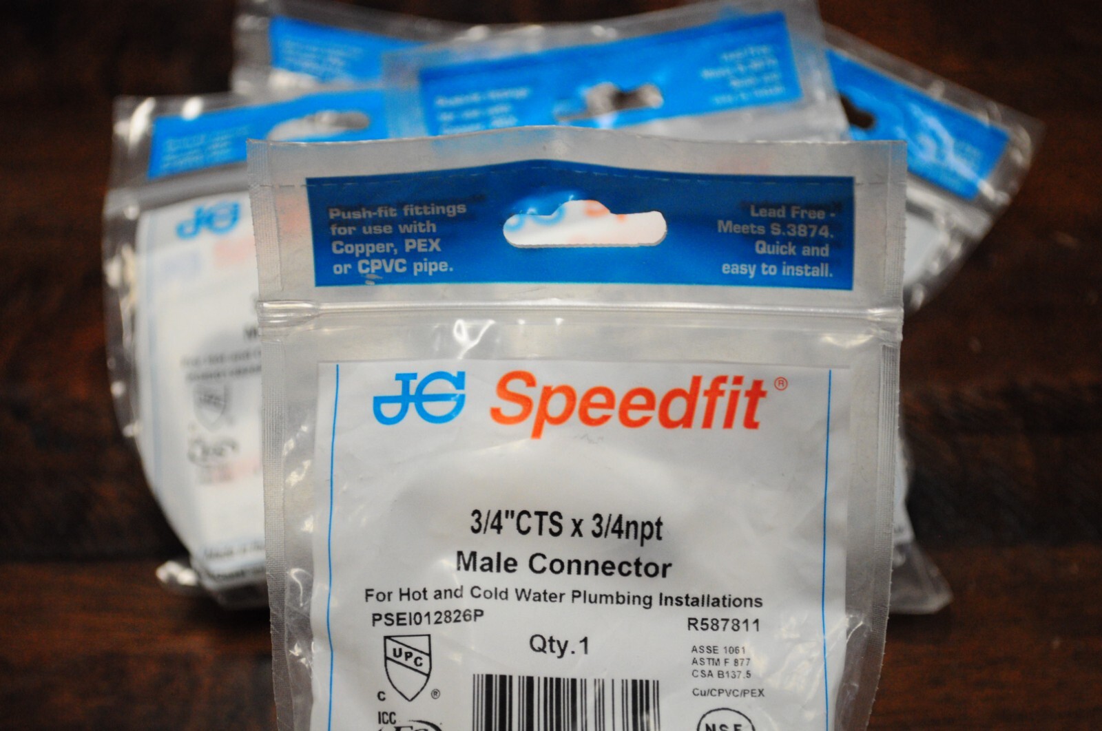 JG John Guest Speedfit PSEI012826P 3/4 In CTS x 3/4 NPT Male Connector -LOT OF 5