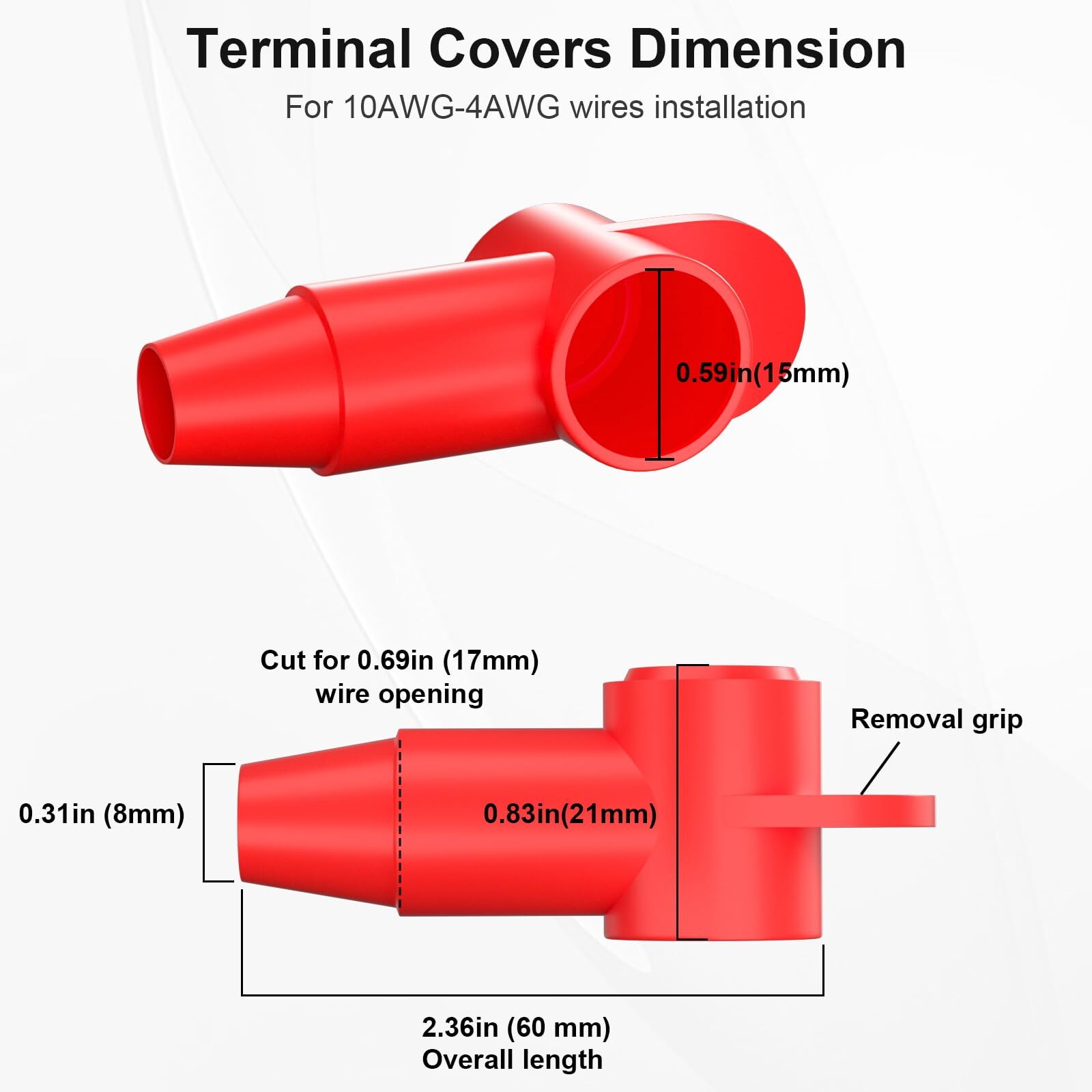 10 Pack Silicone Battery Terminal Covers for 10-4AWG Wire, Insulated Battery