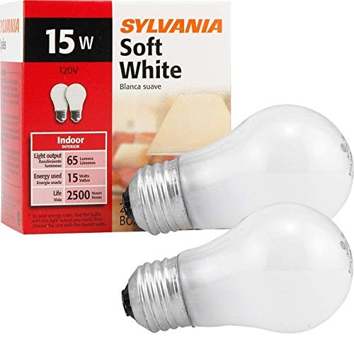 Soft White Incandescent A15 Bulb, Medium Base | 15 Watts/120 Volts | 2-Bulbs