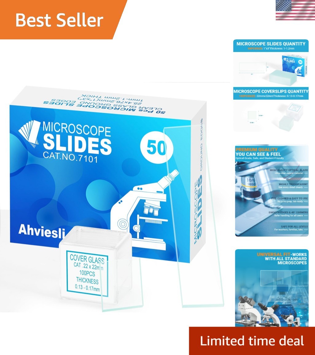 Ultra-Clear Glass Slides for Microscope – 50 Blank Slides & 100 Covers Included
