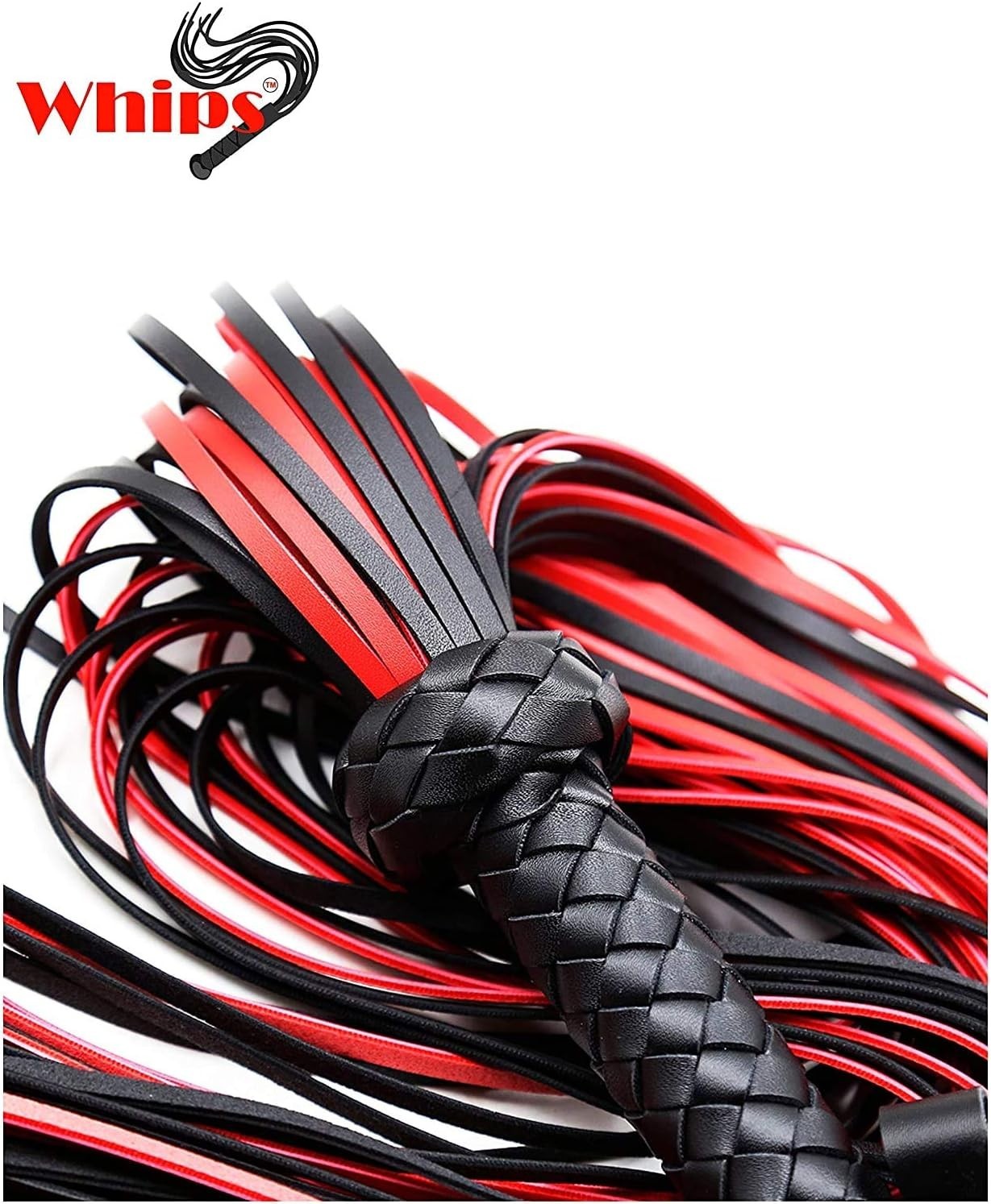 30" Leather Red Whip for Equestrian Riding