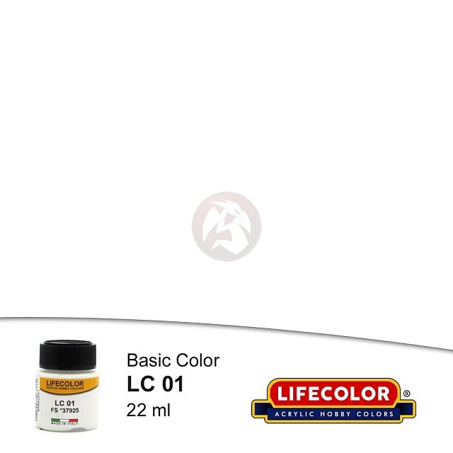 LifeColor Acrylic Paint LC Basic Colors Matt White FS 37925 (22ml Bottle) LC01