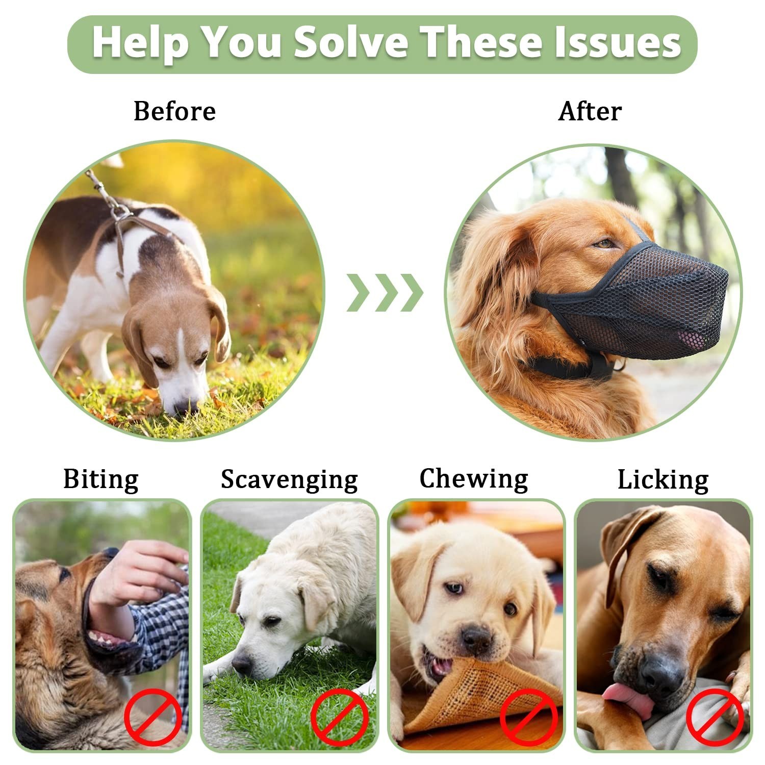 Soft Mesh Dog Muzzle for Large Medium Dogs | Adjustable, Breathable, Anti-Biting