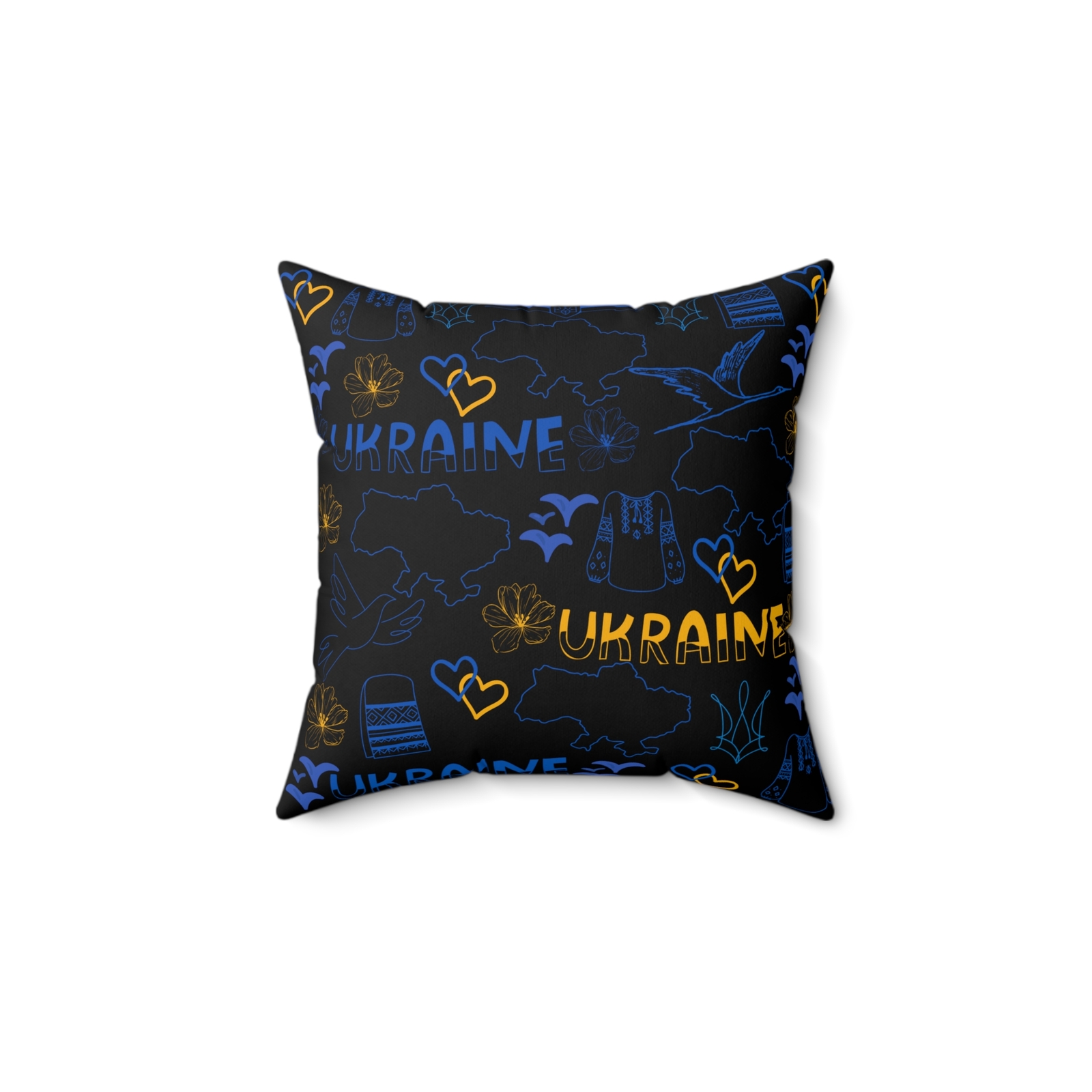 Spun Polyester Square Pillow, Symbols of Ukraine