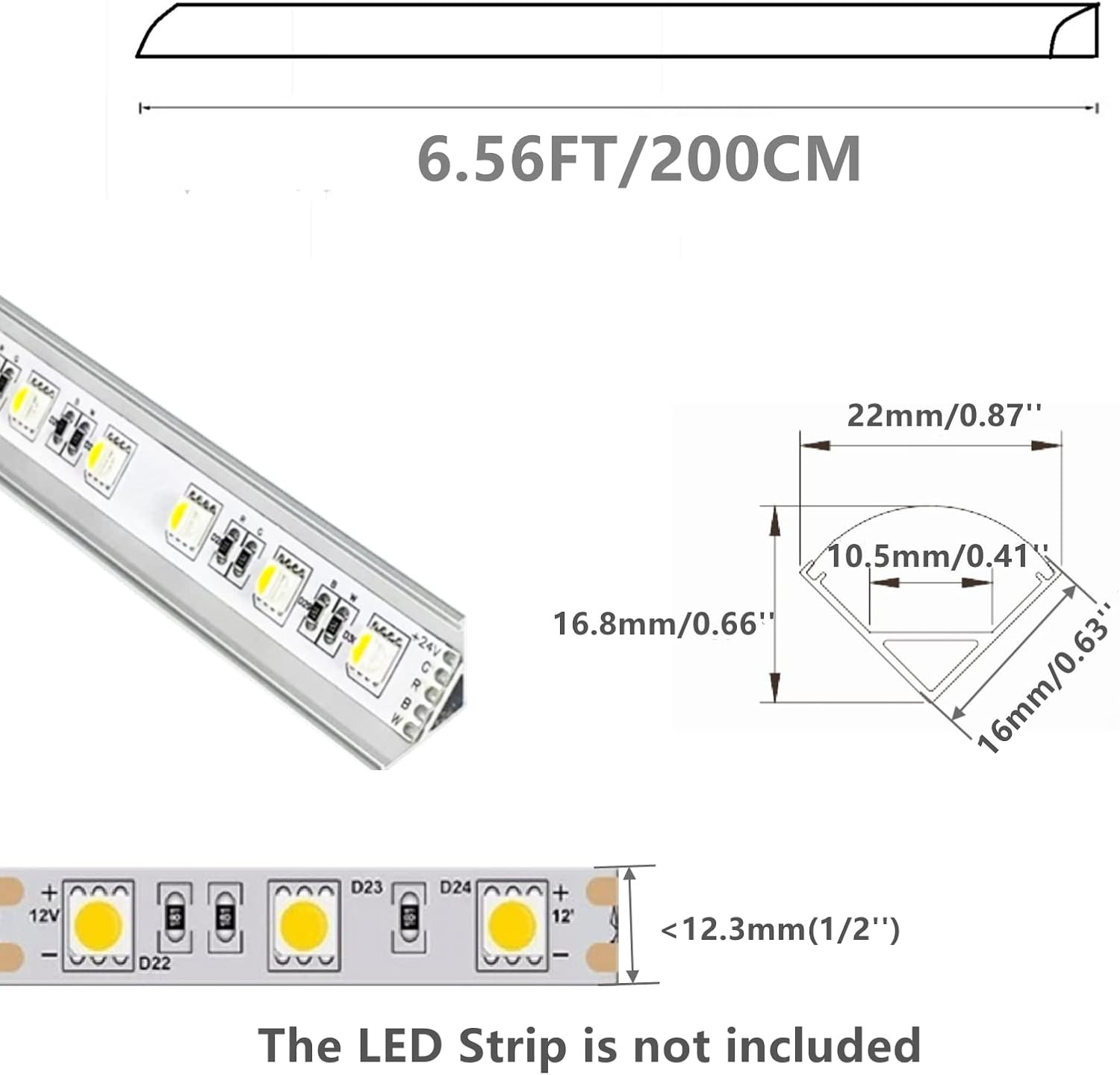UV Resistance 6.56FT V Shape LED Strip Channel Diffuser,10-Pack Aluminum Profile