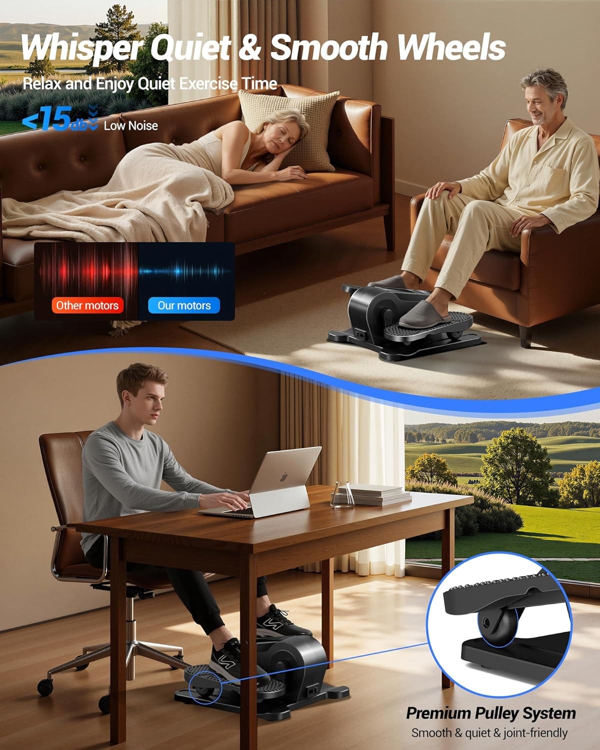 Elliptical Machine, Electric Seated Pedal Exerciser, Quiet Leg Exerciser While