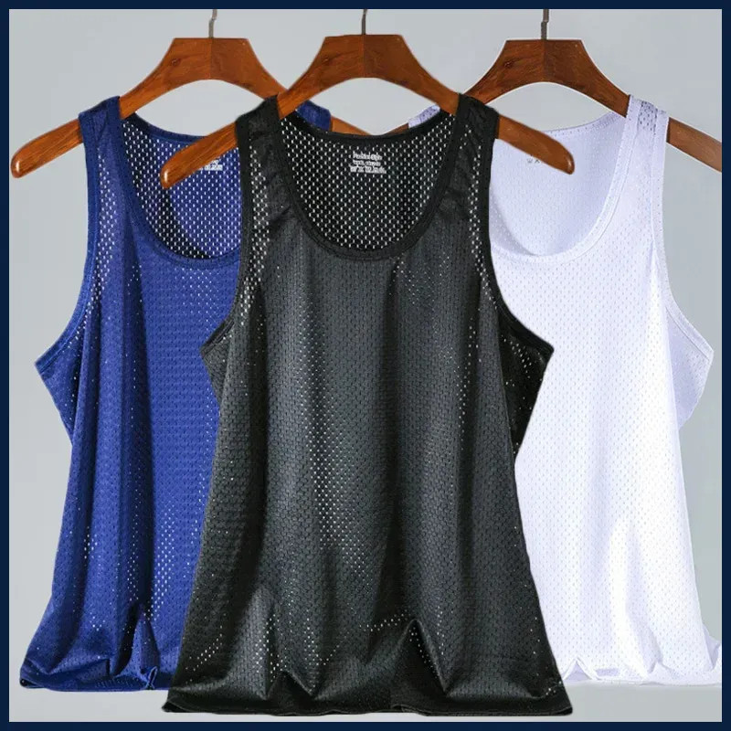 Men Mesh Tank Top Sleeveless Quick Dry Gym Fitness Basketball Vest Shirt