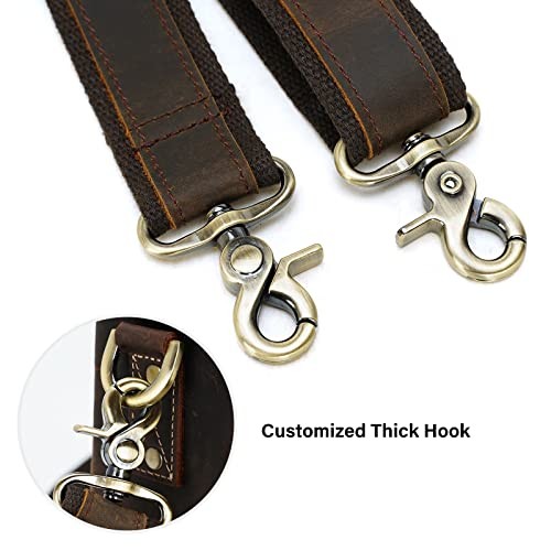 Polare Full Grain Leather Adjustable Replacement Shoulder Strap with Dark Brown