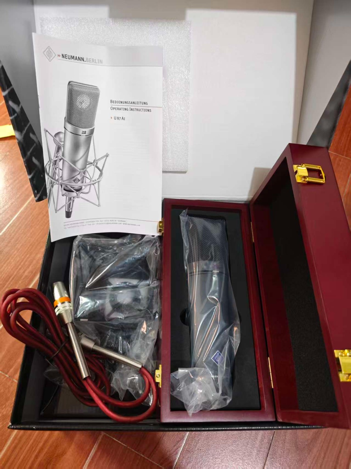 High-quality custom black U87AI condenser microphone, featuring three directiona