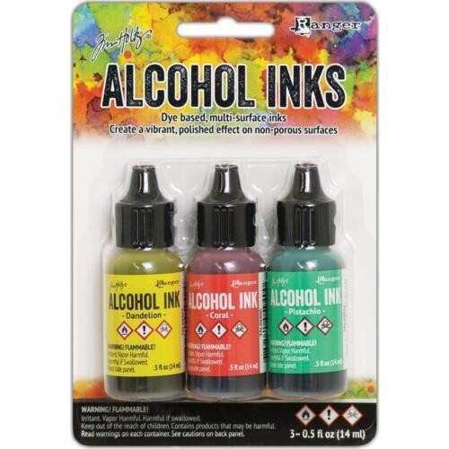 Tim Holtz Alcohol Ink .5oz 3/Pkg KEY WEST Dandelion/Coral/Pistachio 58748 New