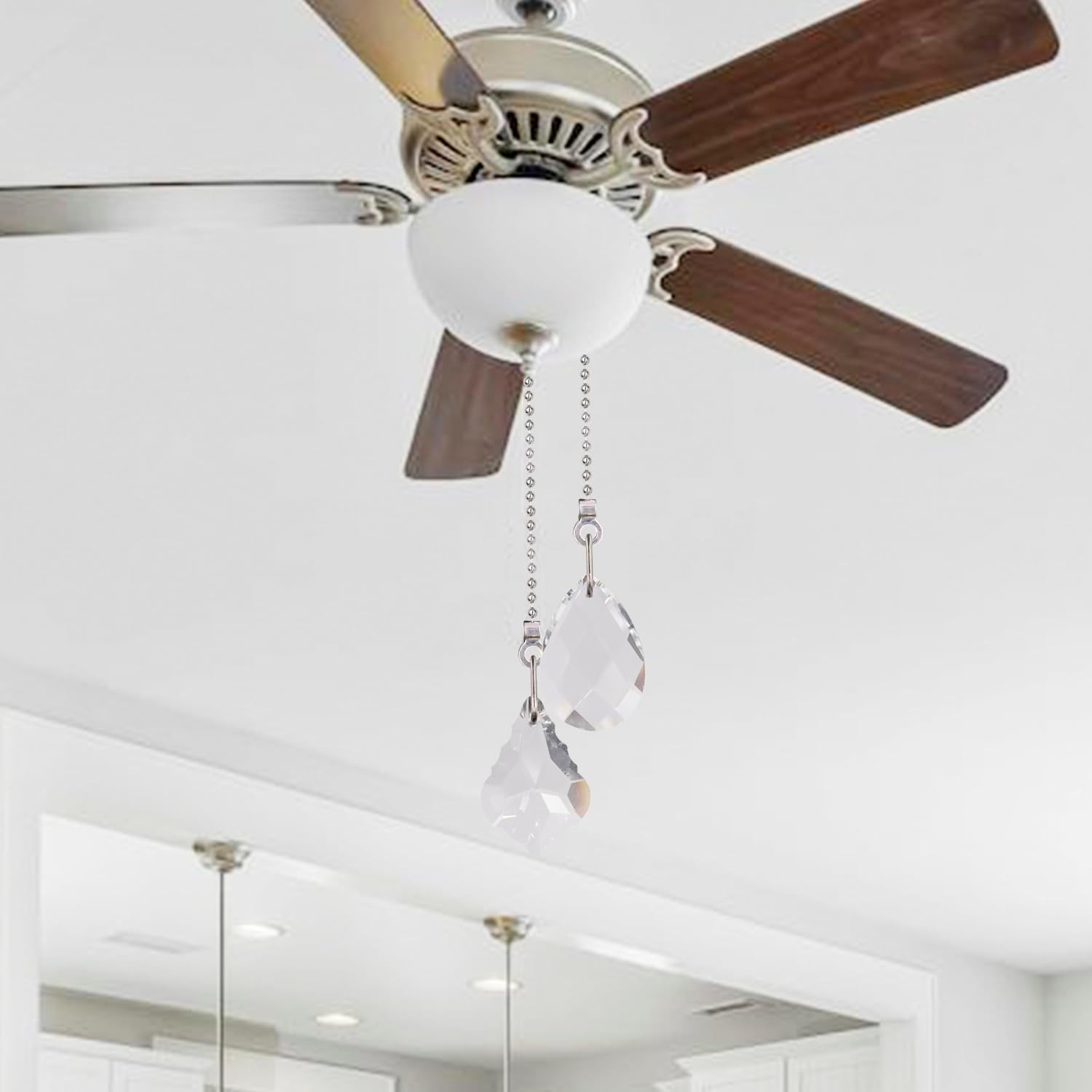 2PCS Crystal Ceiling Fan Pull Chain, Decorative Fan Pull Chain Pendant Extension