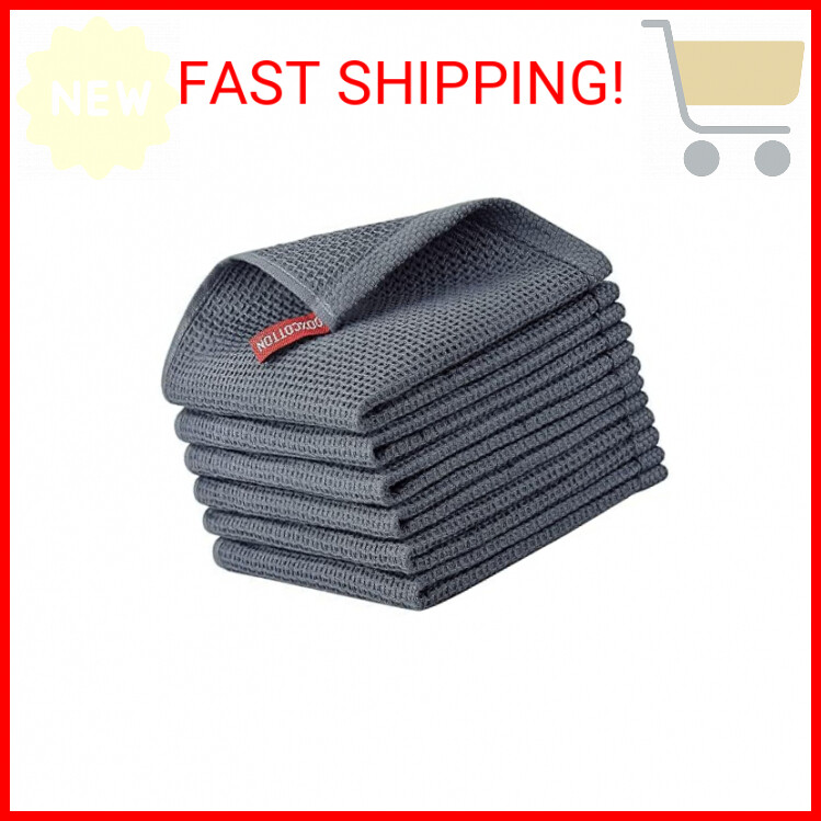 Nialnant 100% Cotton Waffle Weave Kitchen Towels,6 Pack Dish Cloths for Washing