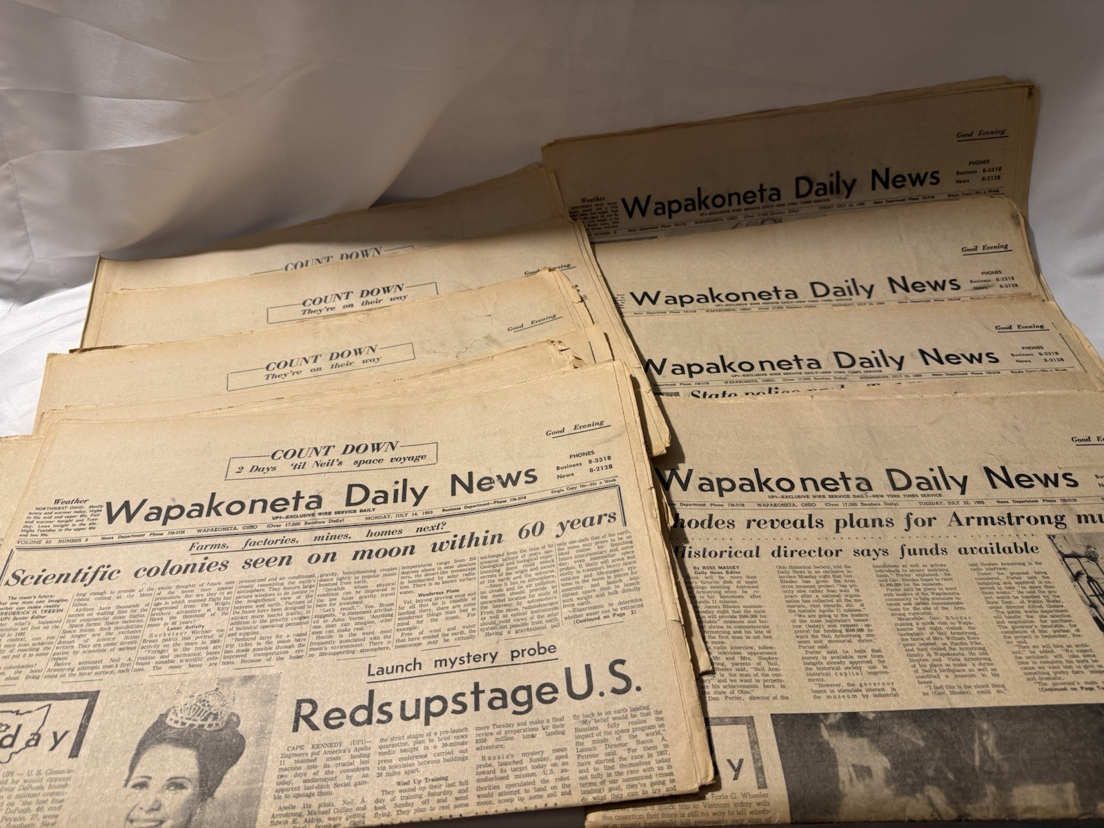 1969 Wapakoneta Daily News Apollo 11 Lot 10 Neil Armstrong NASA Newspapers
